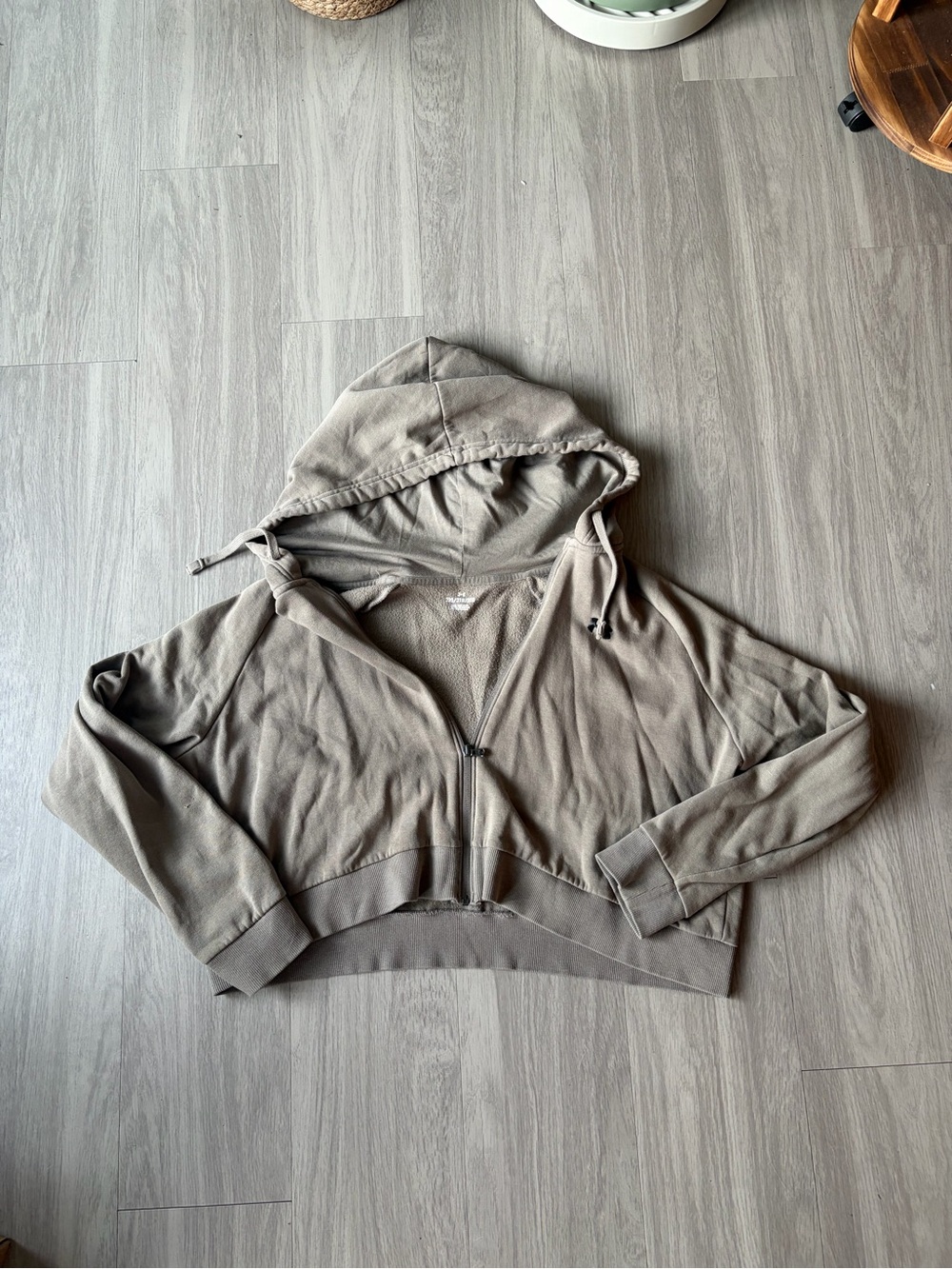 Under Armour Cropped Zip-Up Hoodie in Taupe Gray